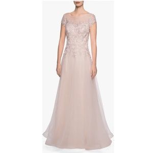 La Femme Tulle A-Line Evening Gown